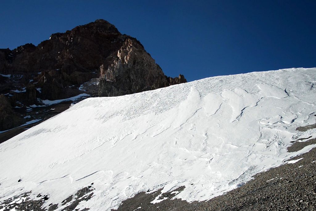 17 Glacier Above Independencia Hut 6390m On The Climb To Aconcagua Summit